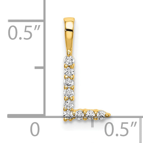 14k White Gold 1/10 carat Lab Grown Diamond VS/SI+ G+ Complete Letter L Initial Pendant