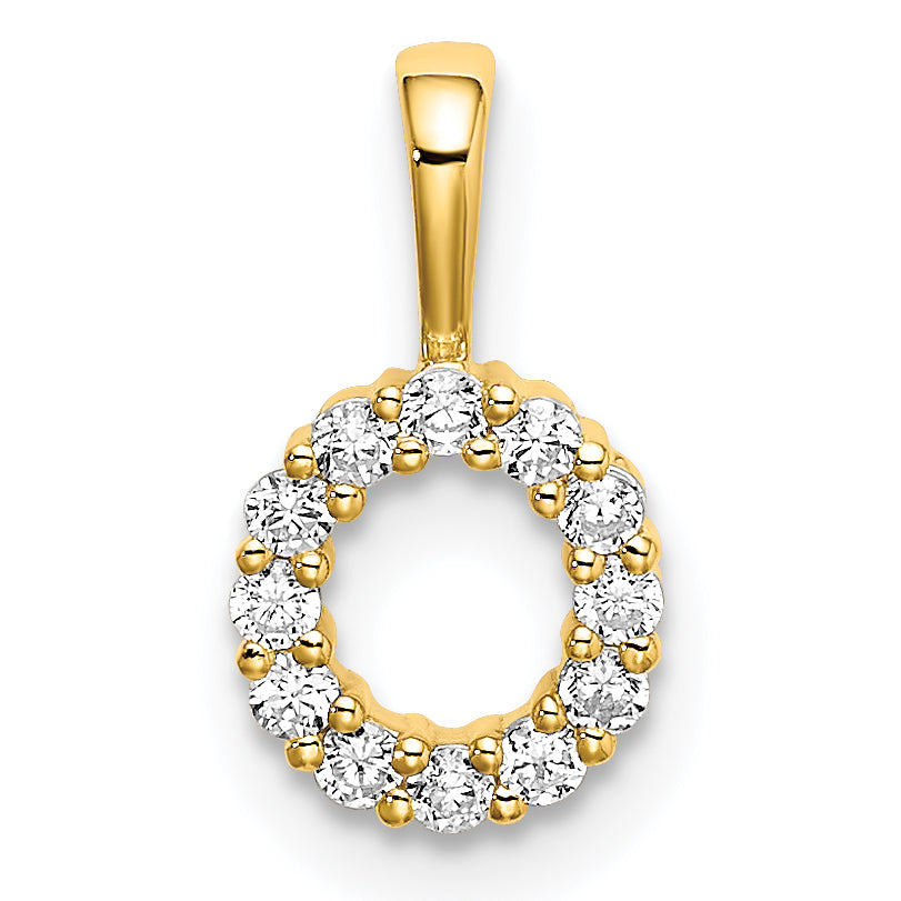 14k White Gold 1/8 carat Lab Grown Diamond VS/SI+ G+ Complete Letter O Intitial Pendant