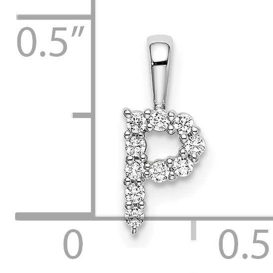 14k White Gold 1/10 carat Lab Grown Diamond VS/SI+ G+ Complete Letter P Initial Pendant