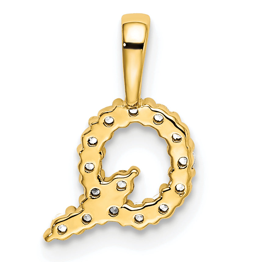 14k White Gold 1/6 carat Lab Grown Diamond VS/SI+ G+ Complete Letter Q Initial Pendant