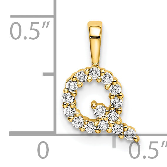 14k White Gold 1/6 carat Lab Grown Diamond VS/SI+ G+ Complete Letter Q Initial Pendant