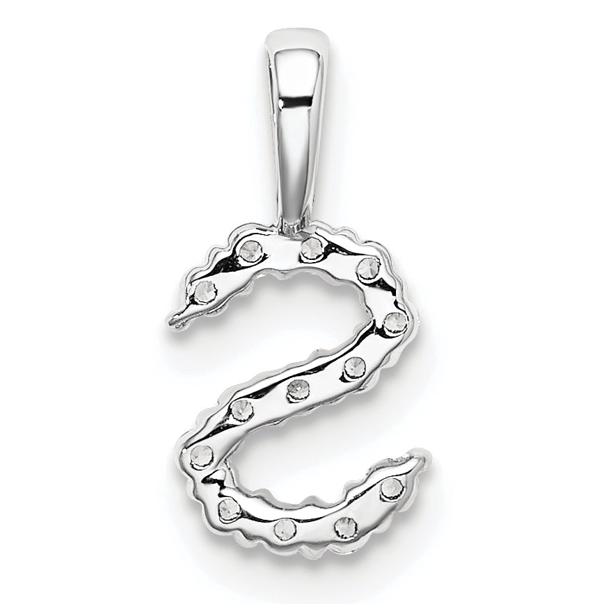 14k White Gold 1/8 carat Lab Grown Diamond VS/SI+ G+ Complete Letter S Initial Pendant