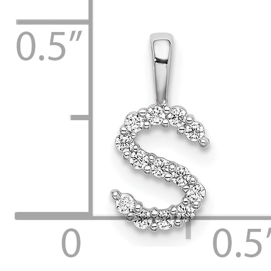 14k White Gold 1/8 carat Lab Grown Diamond VS/SI+ G+ Complete Letter S Initial Pendant