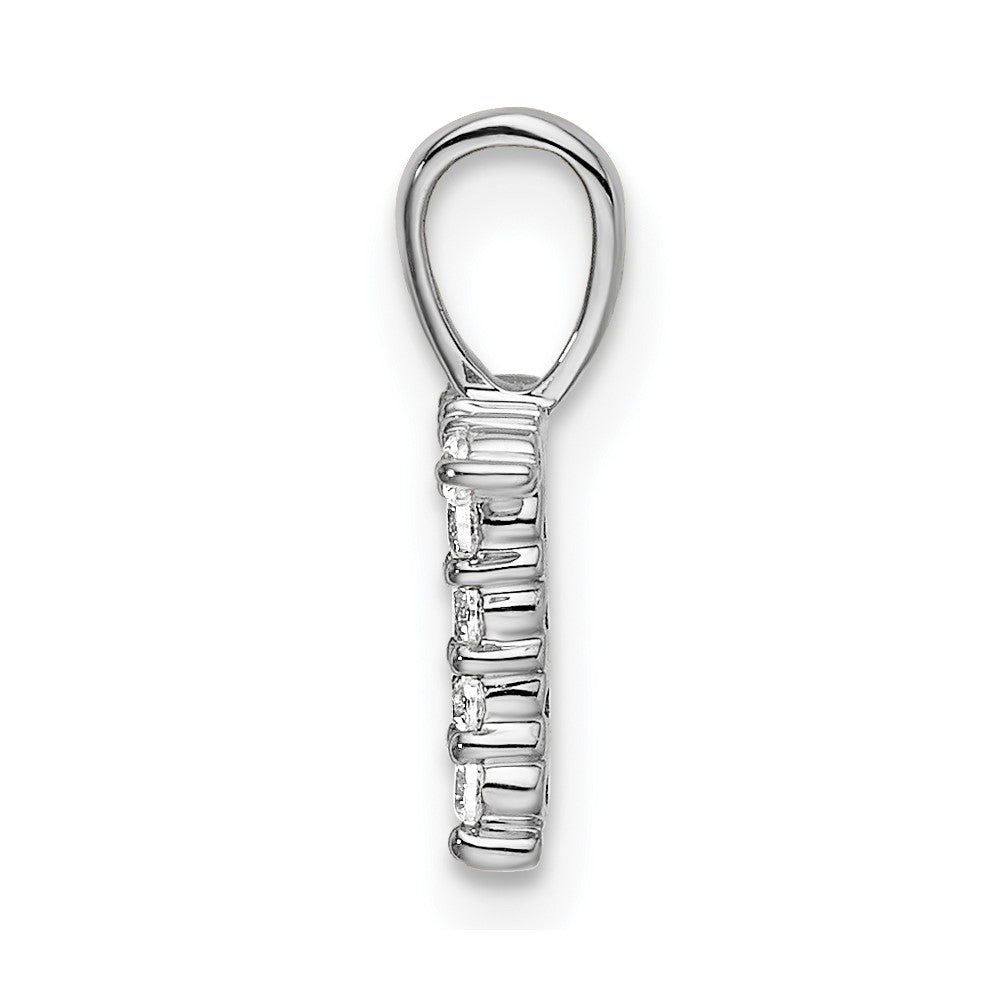 14K White Gold Lab Grown Vs/Si Fgh Dia Letter T Initial Pendant