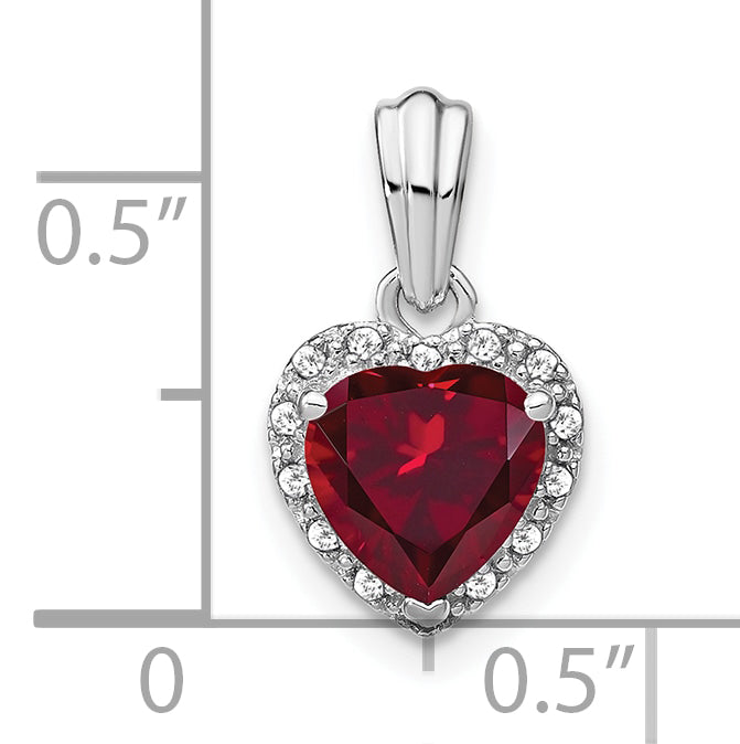 Pure Serenity 14k White Gold 1/15 carat Lab Grown Diamond VS/SI+ G+ and Lab Created Pink Sapphire Heart Pendant
