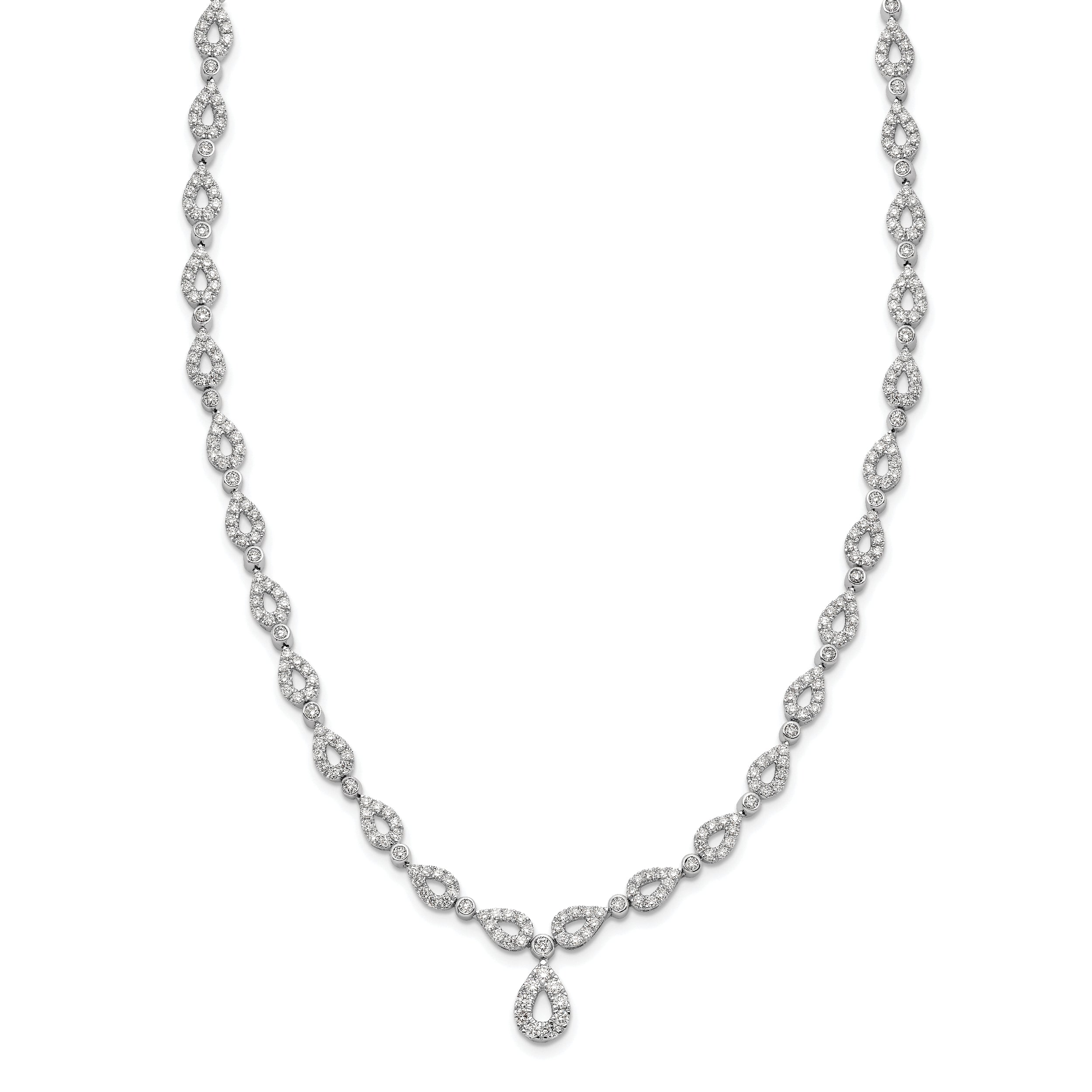 14k White Gold 2 3/4 carat Lab Grown Diamond VS/SI+ G+ 17 inch Fashion Teardrop Necklace