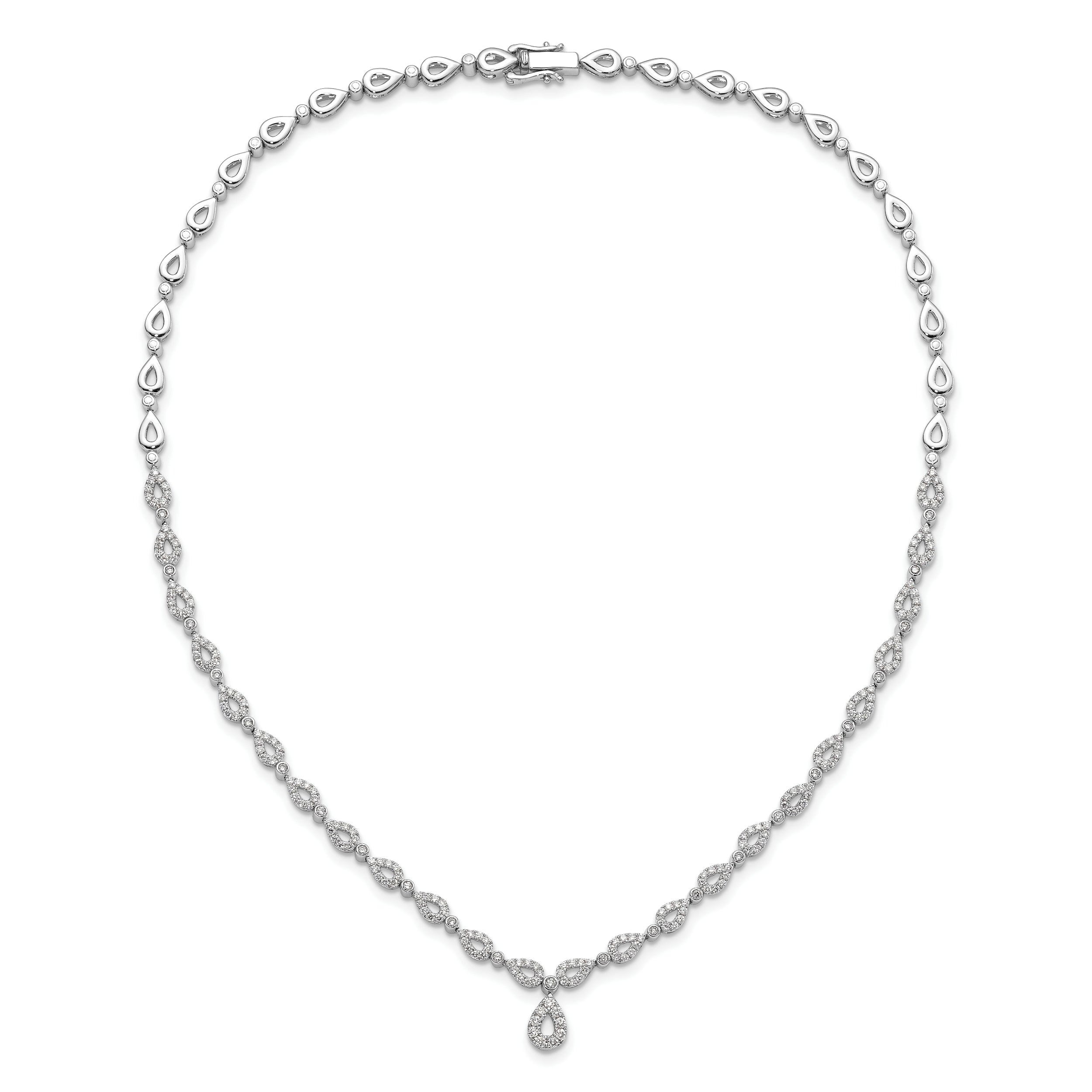 14k White Gold 2 3/4 carat Lab Grown Diamond VS/SI+ G+ 17 inch Fashion Teardrop Necklace