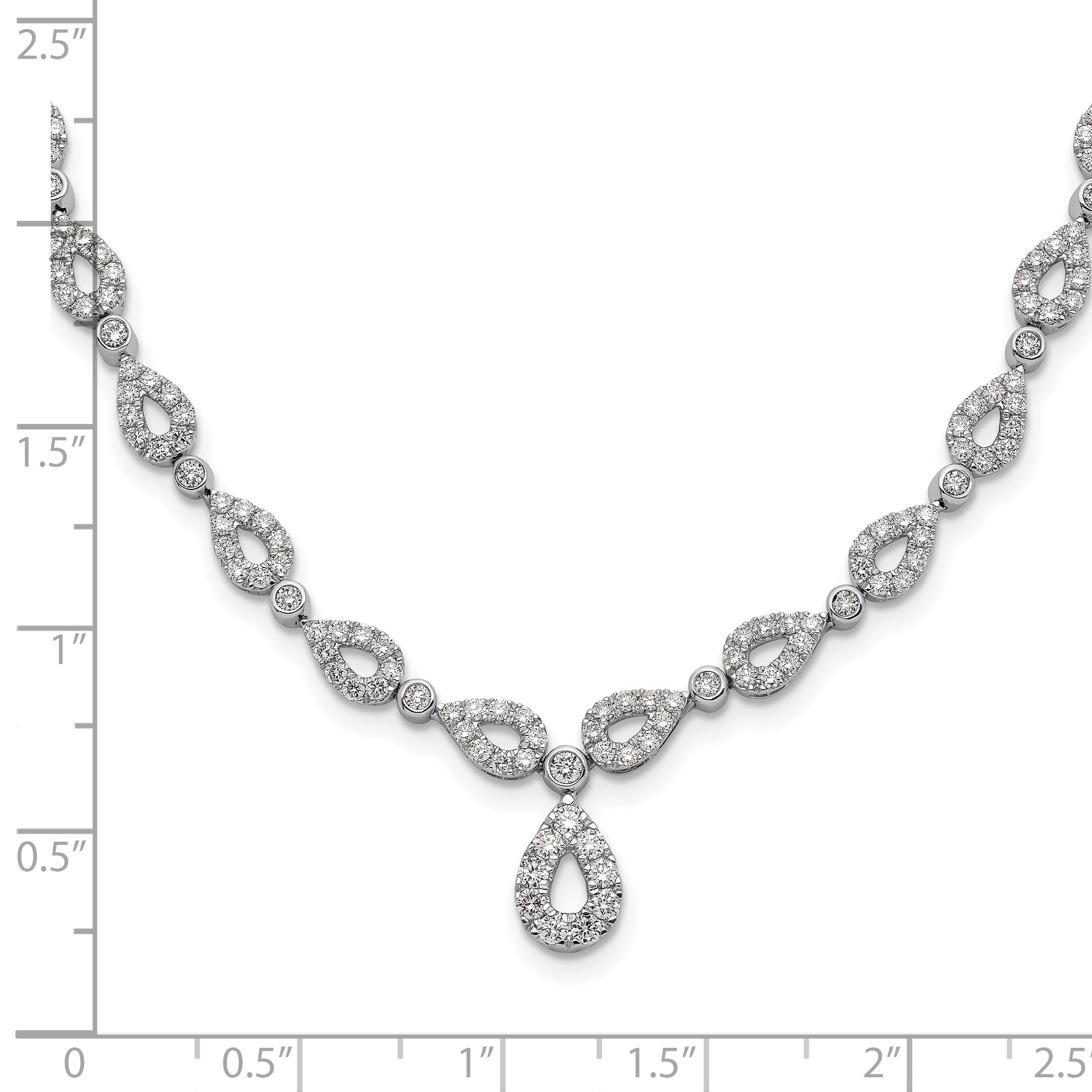 14k White Gold 2 3/4 carat Lab Grown Diamond VS/SI+ G+ 17 inch Fashion Teardrop Necklace