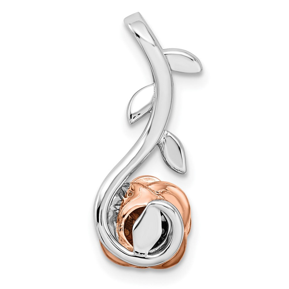 14k Two-Tone White & Rose Gold Lab Grown VS/SI FGH Dia Rose Chain Slide