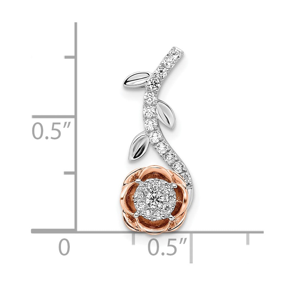 14k Two-Tone White & Rose Gold Lab Grown VS/SI FGH Dia Rose Chain Slide