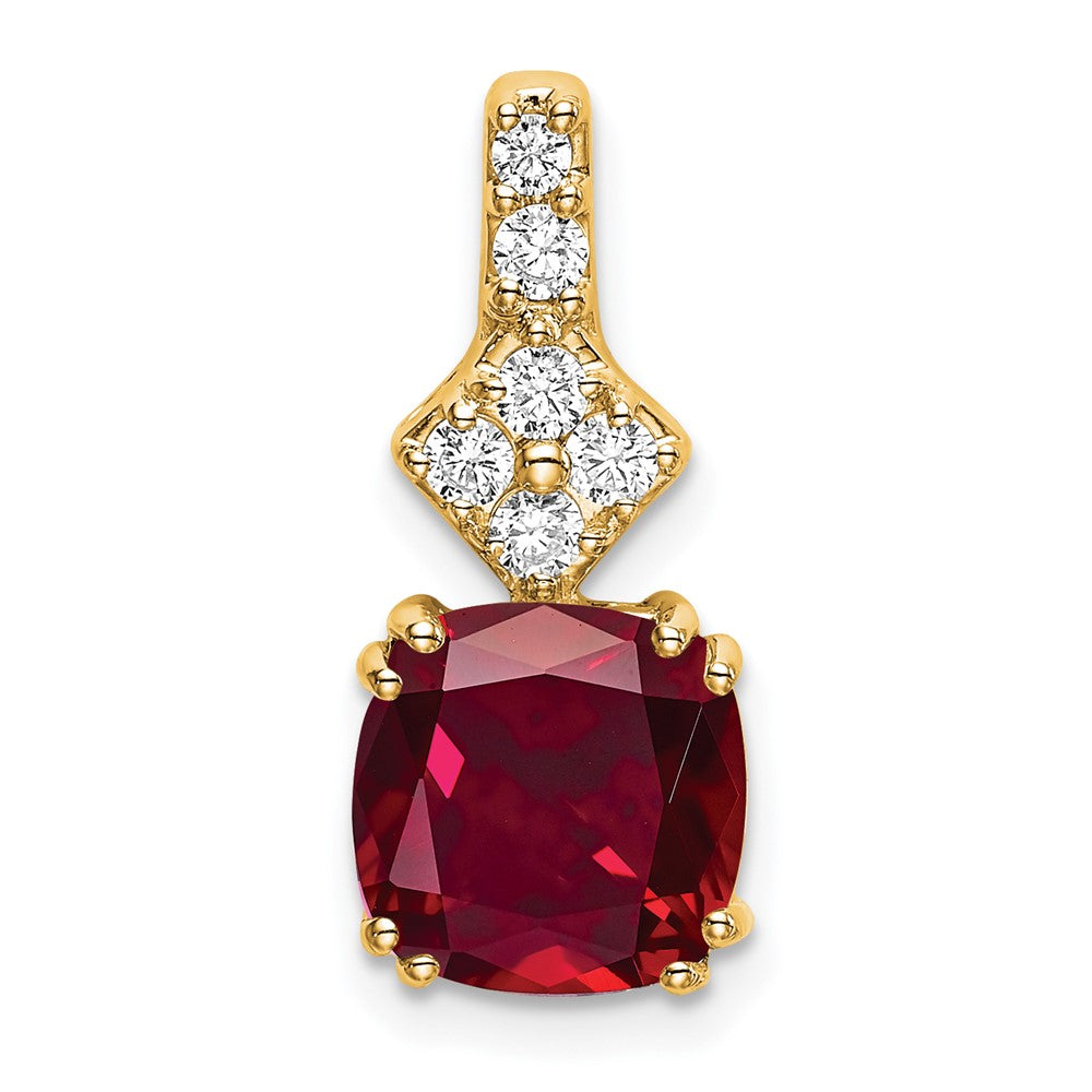 14K Lab Grown Vs/Si Fgh Dia & Created Ruby Pendant