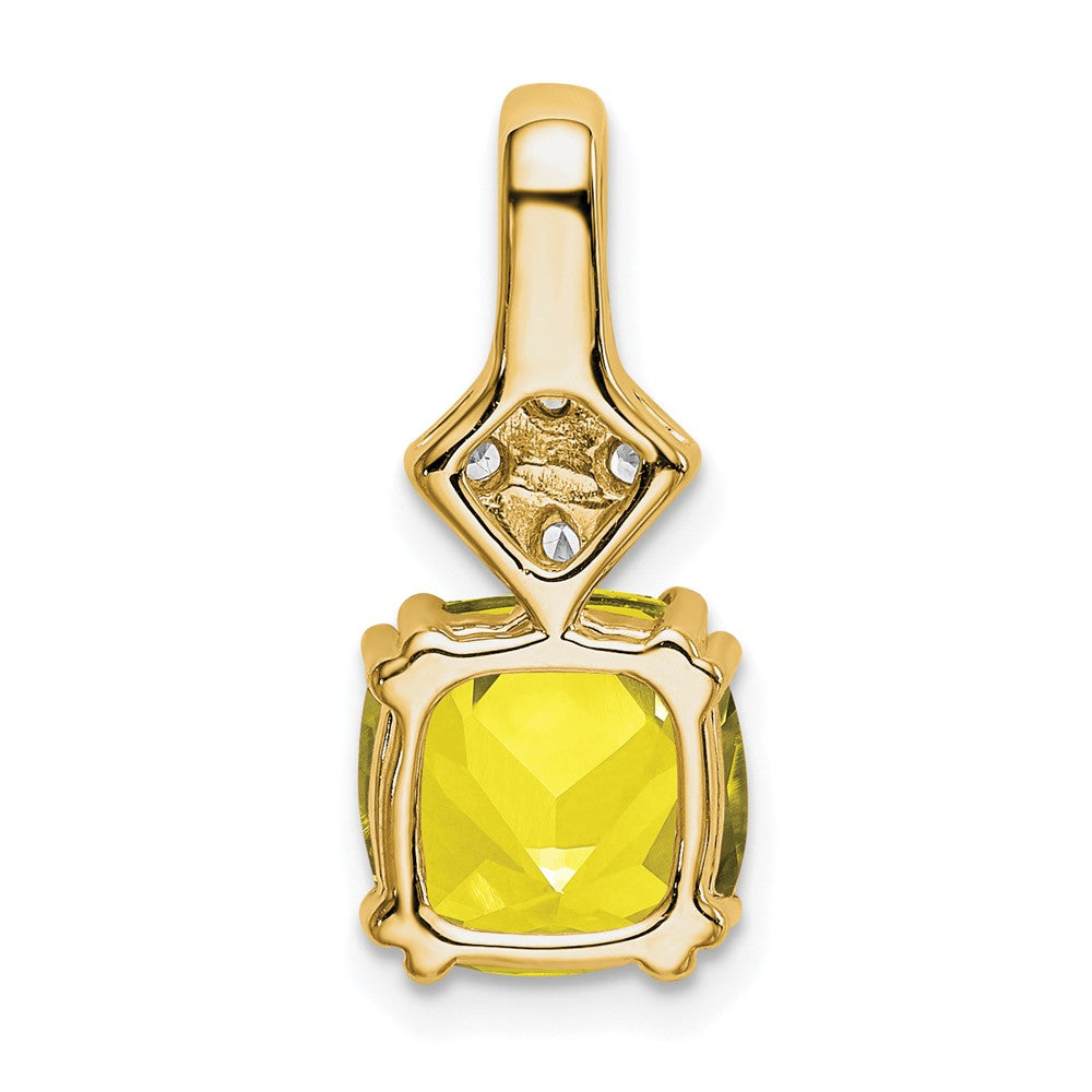 14K Lab Grown Vs/Si Fgh Dia & Created Yellow Sapphire Pendant