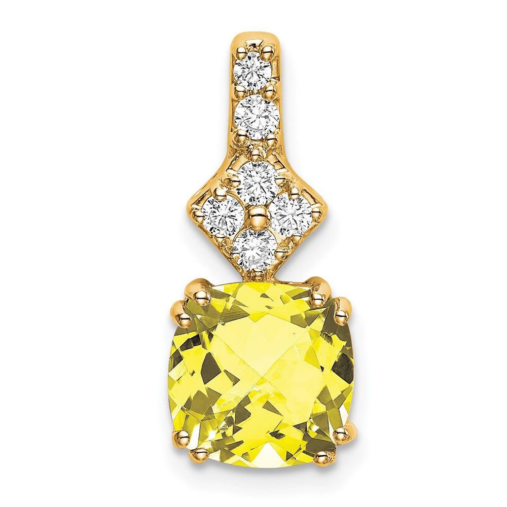 14K Lab Grown Vs/Si Fgh Dia & Created Yellow Sapphire Pendant
