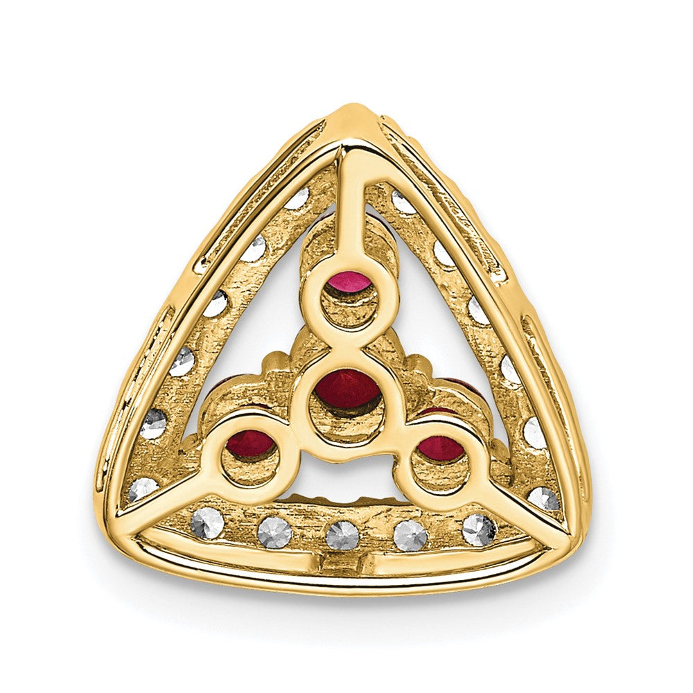 14K Lab Grown Diamond Vs/Si Fgh & Cr Ruby Triangle Pendant