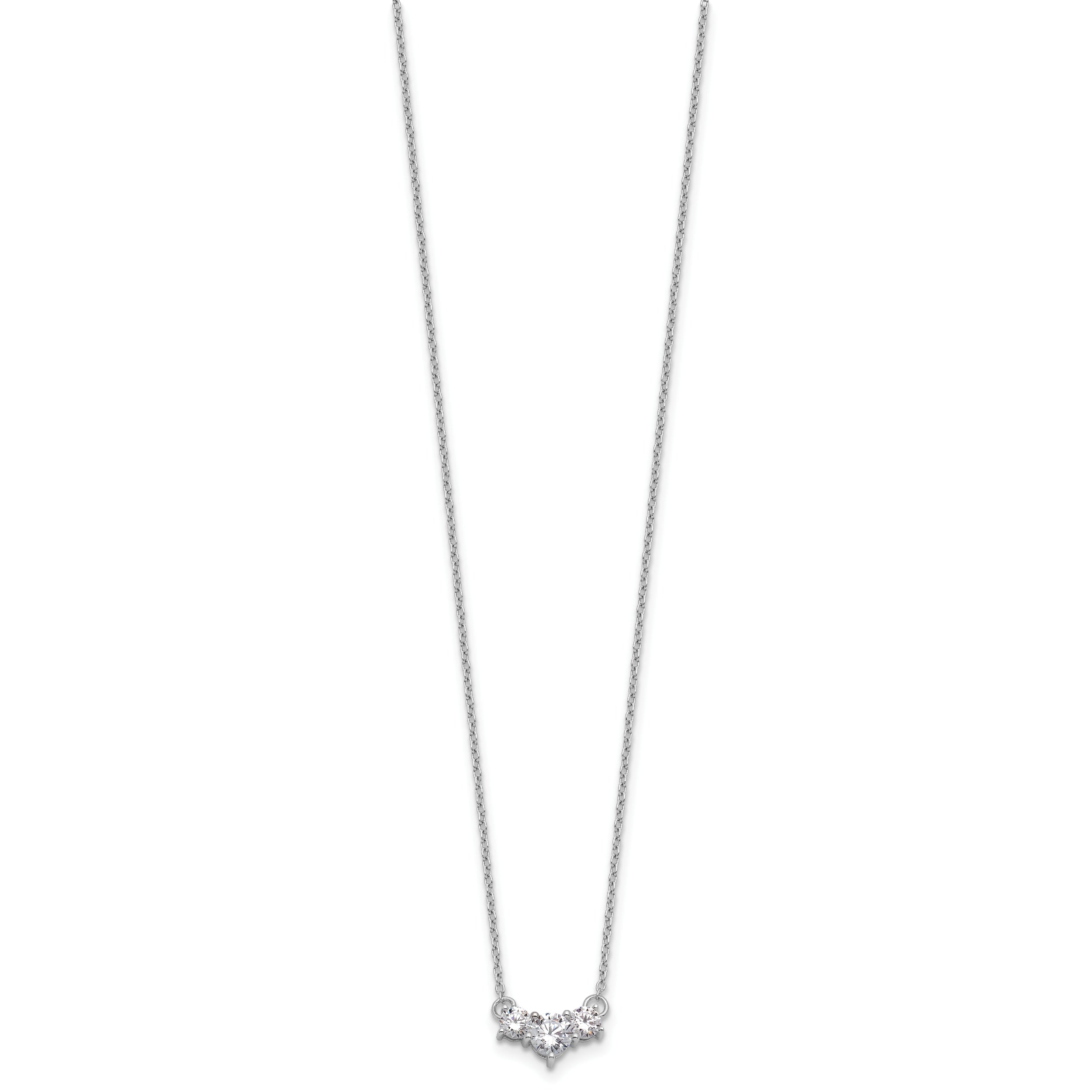 14k White Gold 3/4 carat Lab Grown Diamond VS/SI+ G+ Round Complete 18 inch Three Stone Necklace