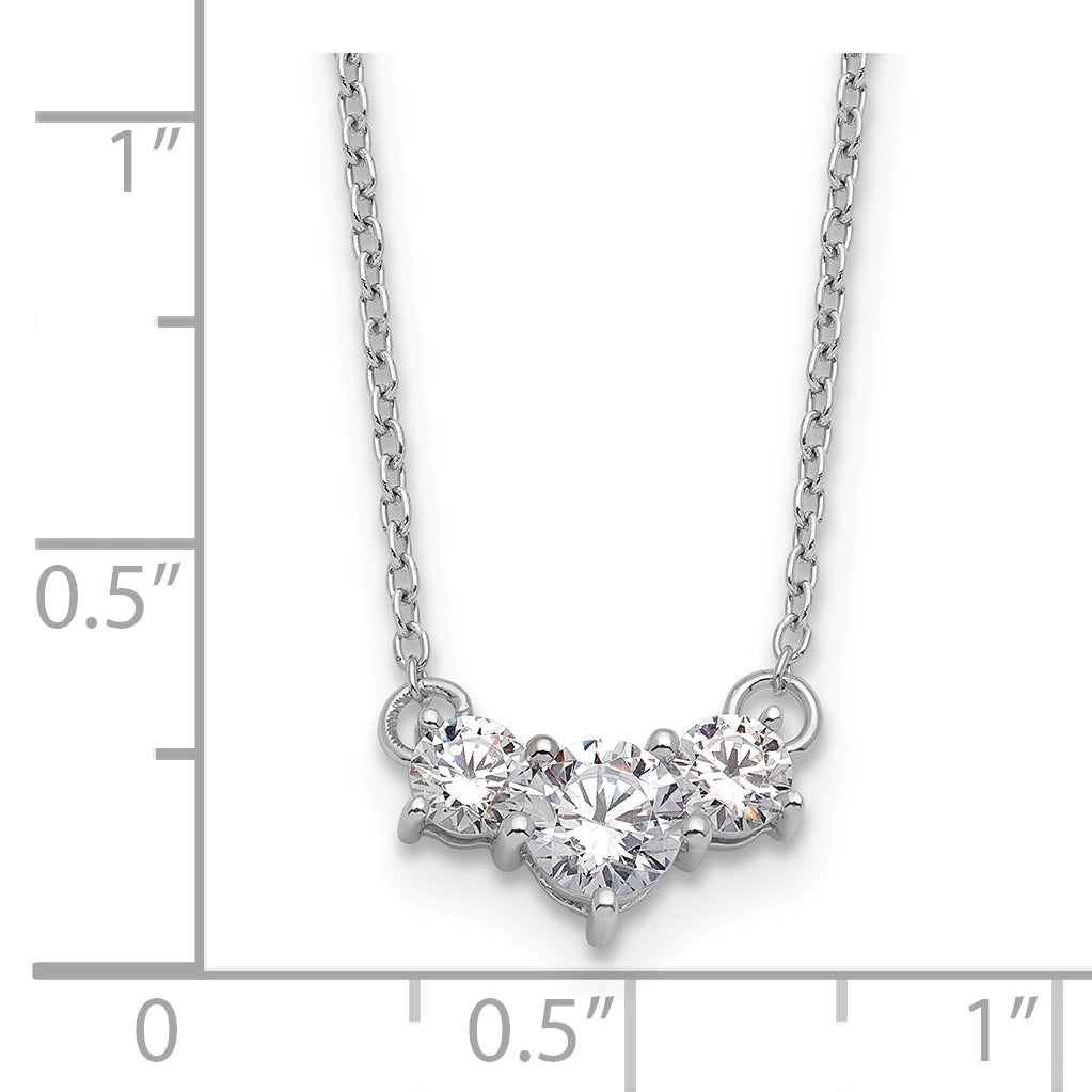 14k White Gold 3/4 carat Lab Grown Diamond VS/SI+ G+ Round Complete 18 inch Three Stone Necklace