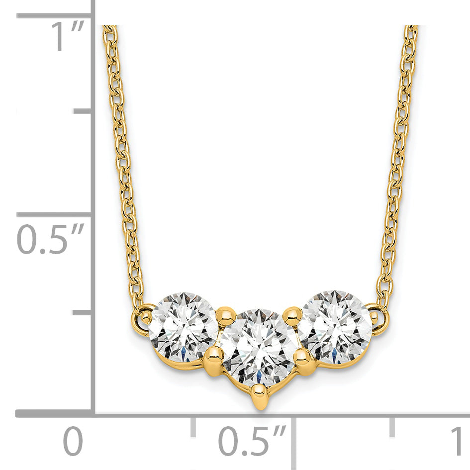 14k White Gold 3/4 carat Lab Grown Diamond VS/SI+ G+ Round Complete 18 inch Three Stone Necklace