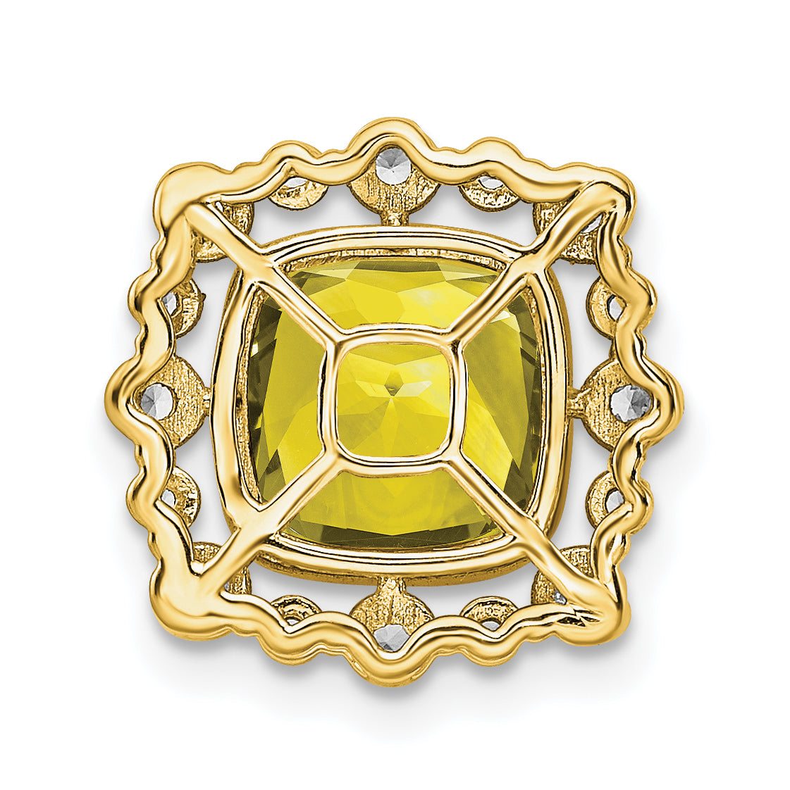 14k 1/2 carat Lab Grown Diamond VS/SI+ G+ and Lab Created Yellow Sapphire Square Chain Slide Pendant