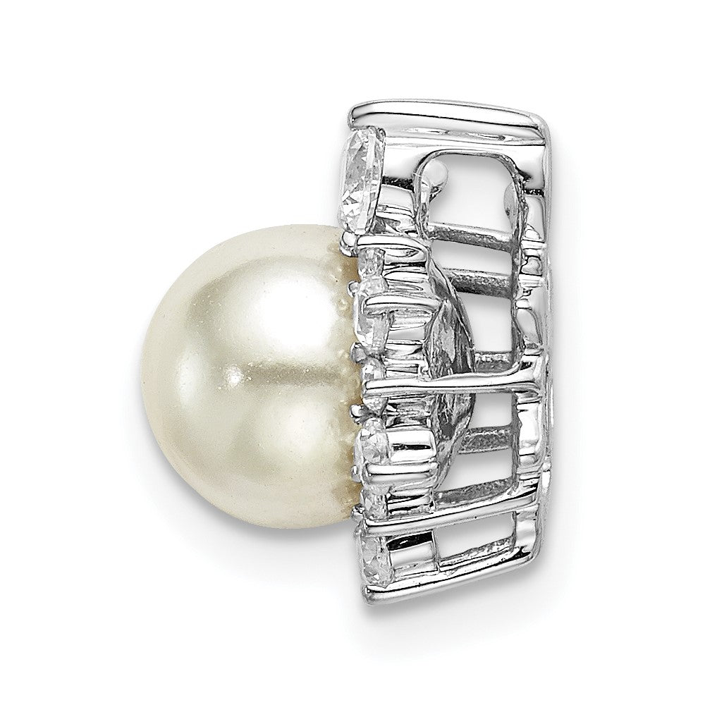 14K White Gold Lab Grown Diamond VS/SI FGH Fancy FWC Pearl Chain Sli