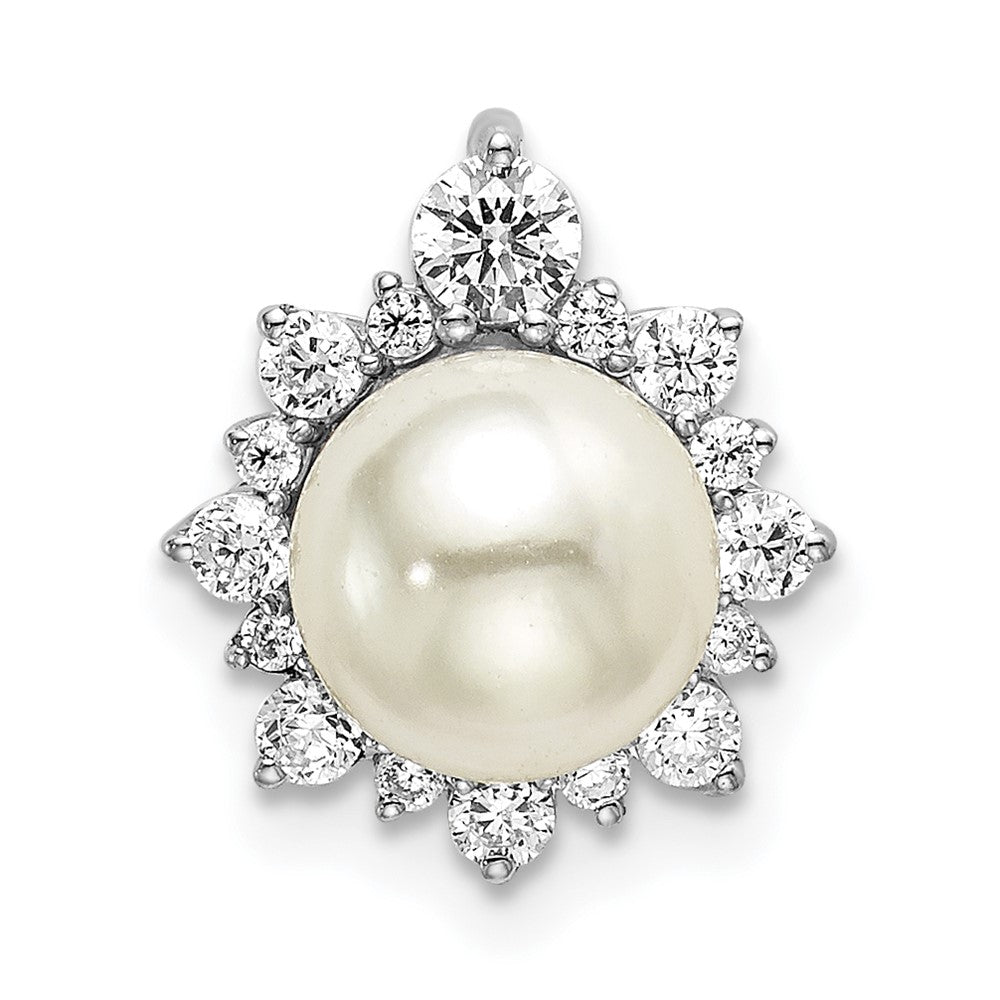 14K White Gold Lab Grown Diamond VS/SI FGH Fancy FWC Pearl Chain Sli