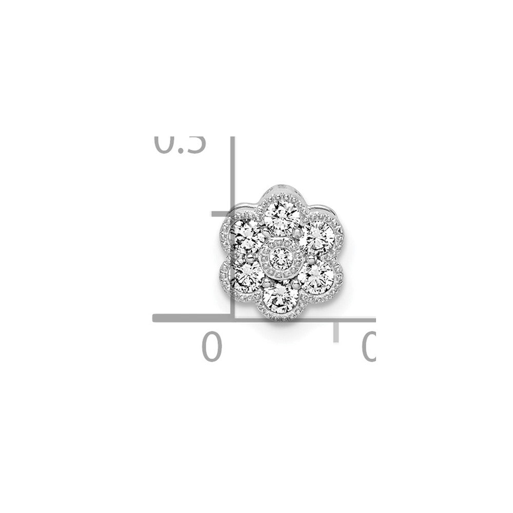 14K White Gold Lab Grown Diamond Vs/Si Fgh Floral Chain Slide Penda