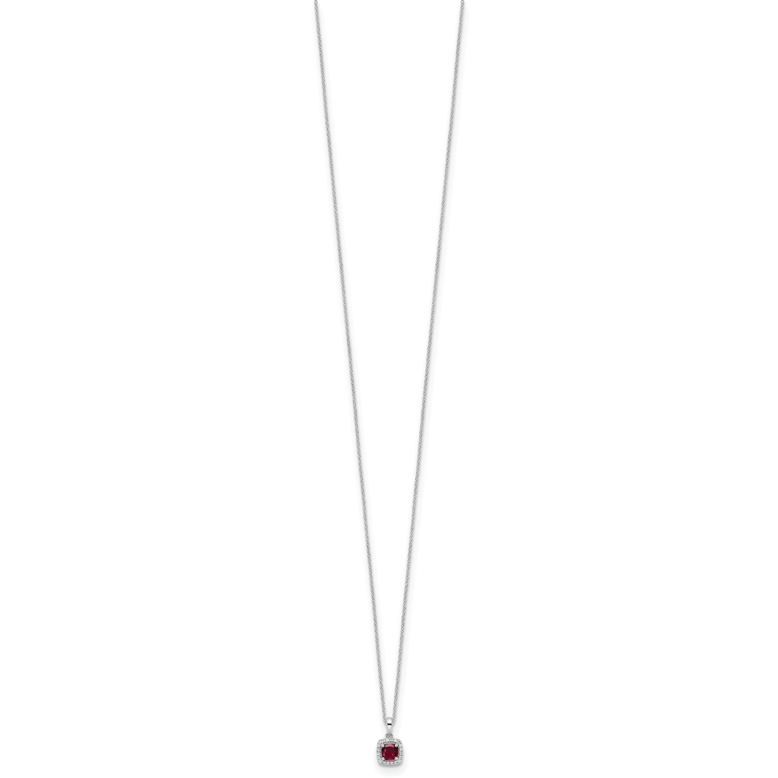 10k 1/10 carat Lab Grown Diamond VS/SI+ G+ and Created Ruby Complete 18 inch Pendant Necklace