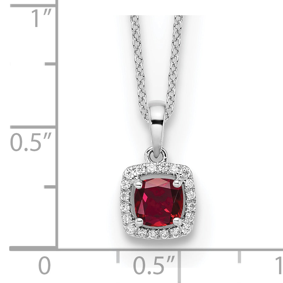 10k 1/10 carat Lab Grown Diamond VS/SI+ G+ and Created Emerald Complete 18 inch Pendant Necklace