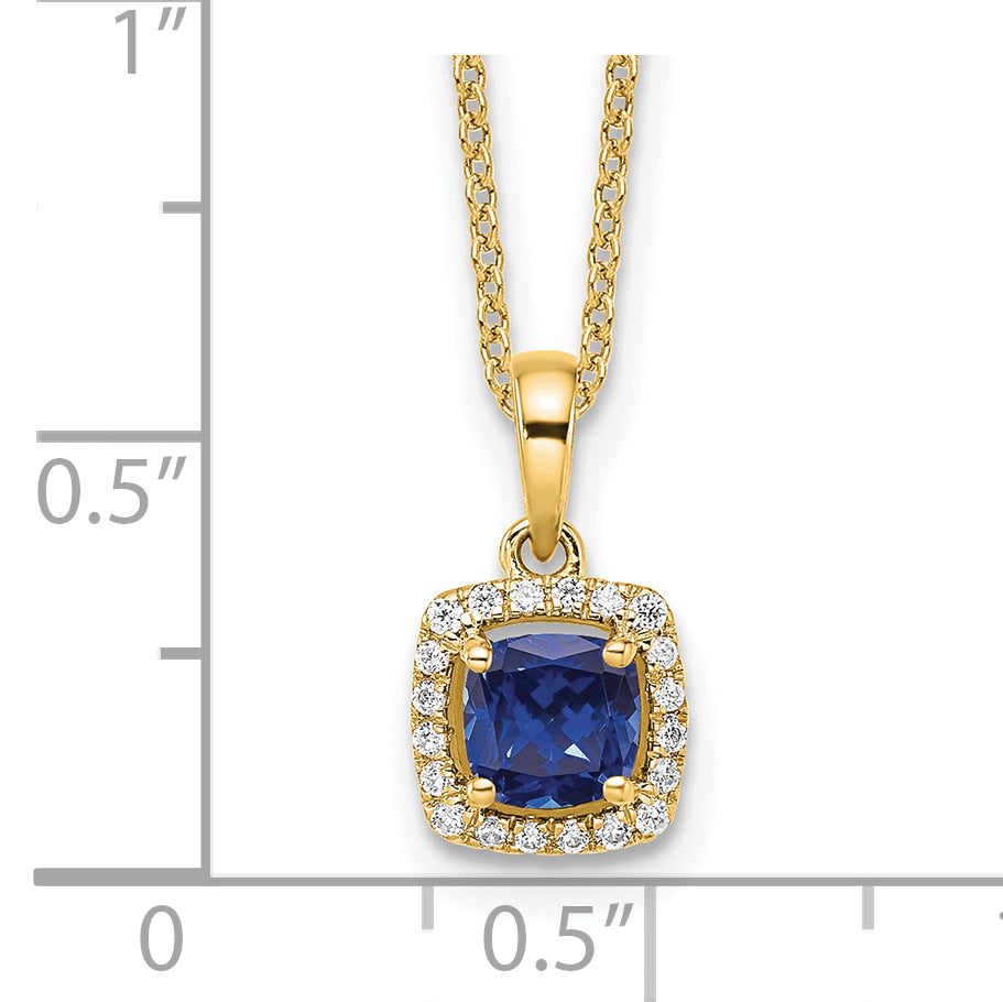 10k 1/10 carat Lab Grown Diamond VS/SI+ G+ and Created Ruby Complete 18 inch Pendant Necklace