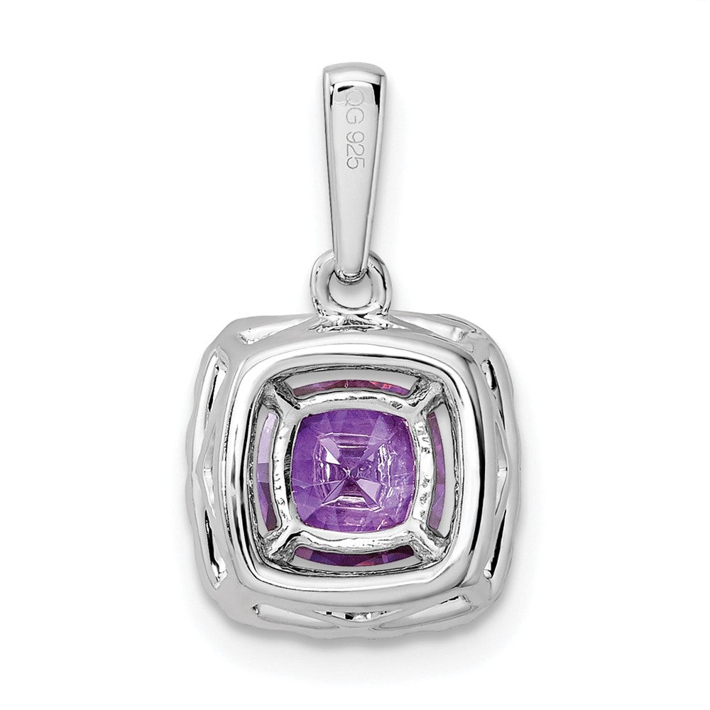 14K White Gold Lab Grown Vs/Si Fgh Dia And Amethyst Halo Pendant