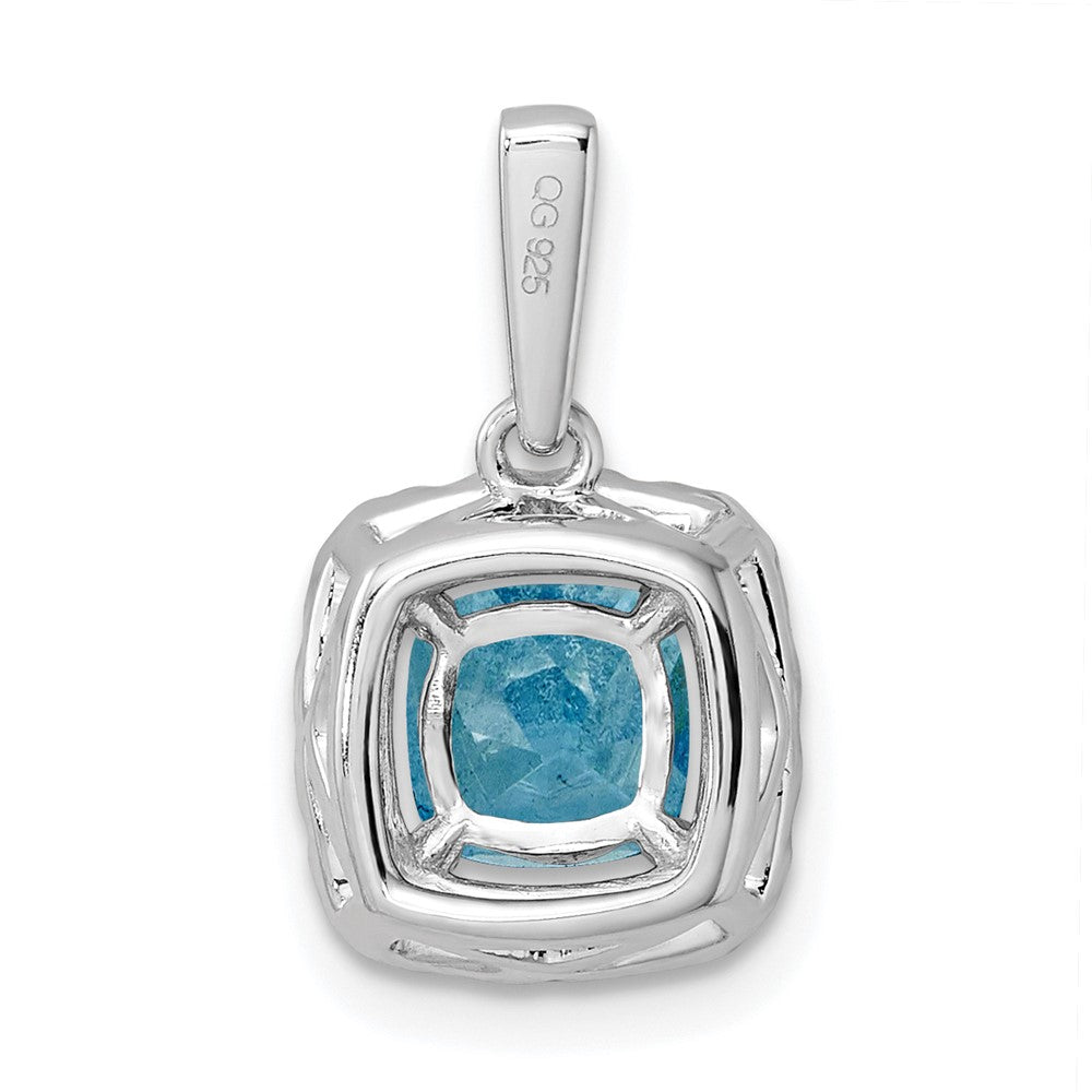 14K White Gold Lab Grown Vs/Si Fgh Dia And Blue Topaz Halo Pendant