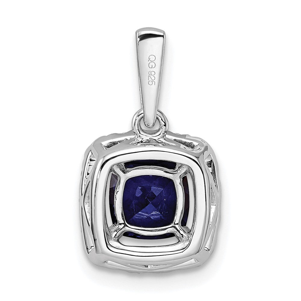 14K White Gold Lab Grown Vs/Si Fgh Dia And Created Blue Sapphire Halo Penda