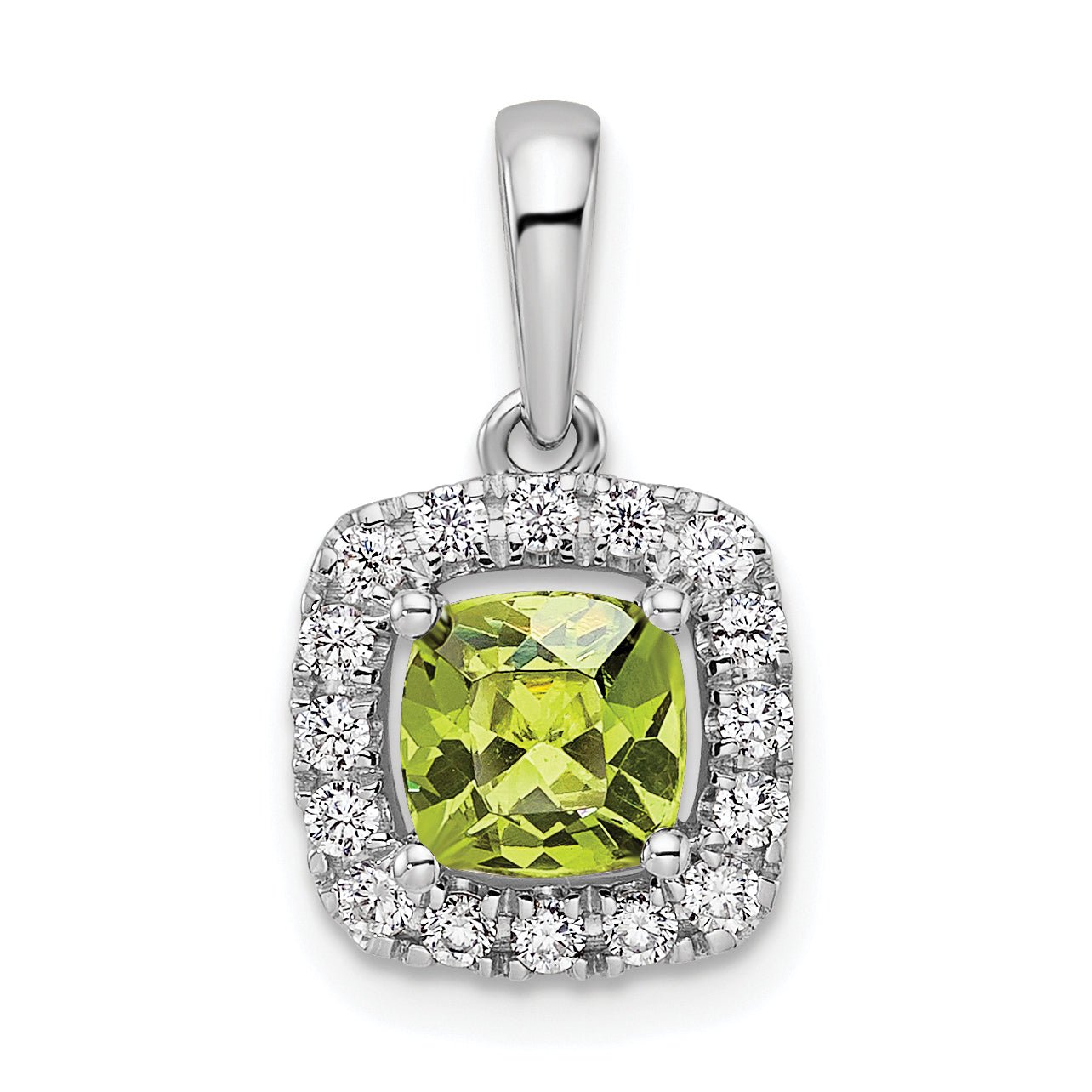 14k White Gold 1/4 carat Lab Grown Diamond VS/SI+ G+ April Birthstone White Sapphire Halo Pendant