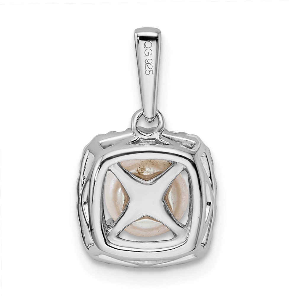 14K White Gold Lab Grown VS/SI FGH Dia and Pearl Pendant