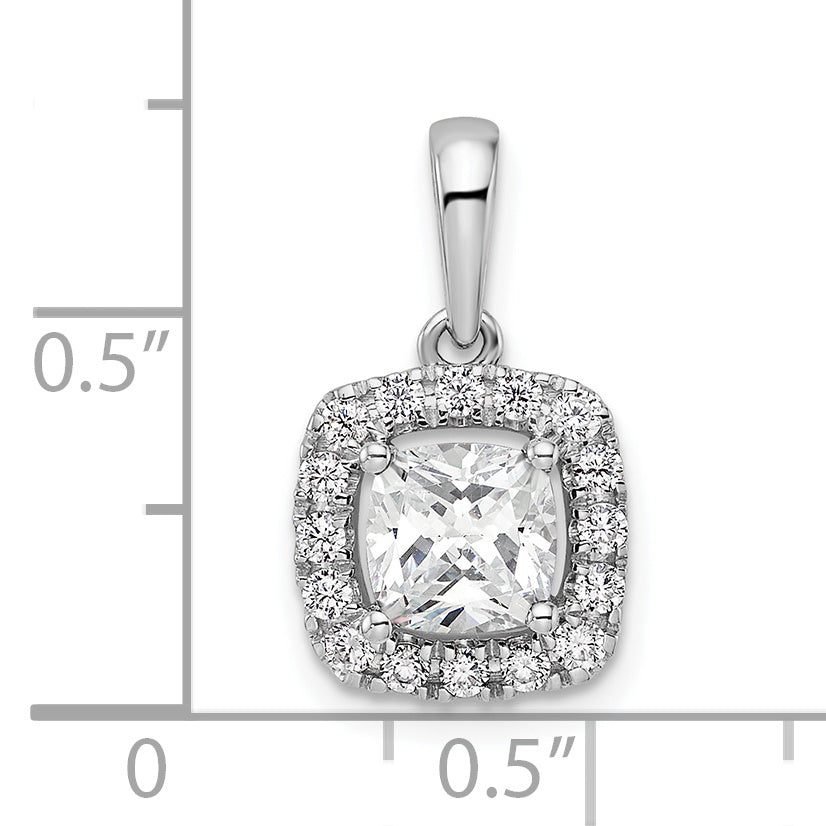 14k White Gold 1/4 carat Lab Grown Diamond VS/SI+ G+ April Birthstone White Sapphire Halo Pendant