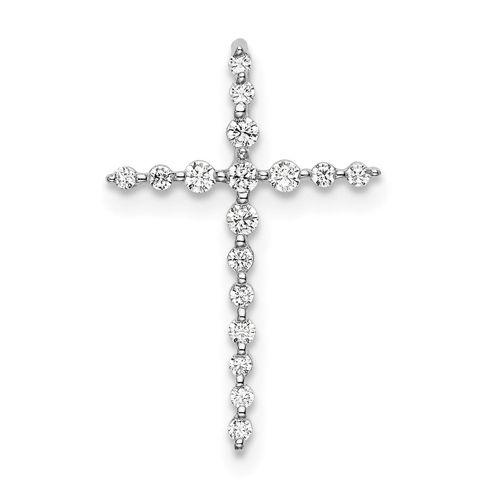 14K White Gold Lab Grown Diamond VS/SI FGH Cross Chain Slide Pendant