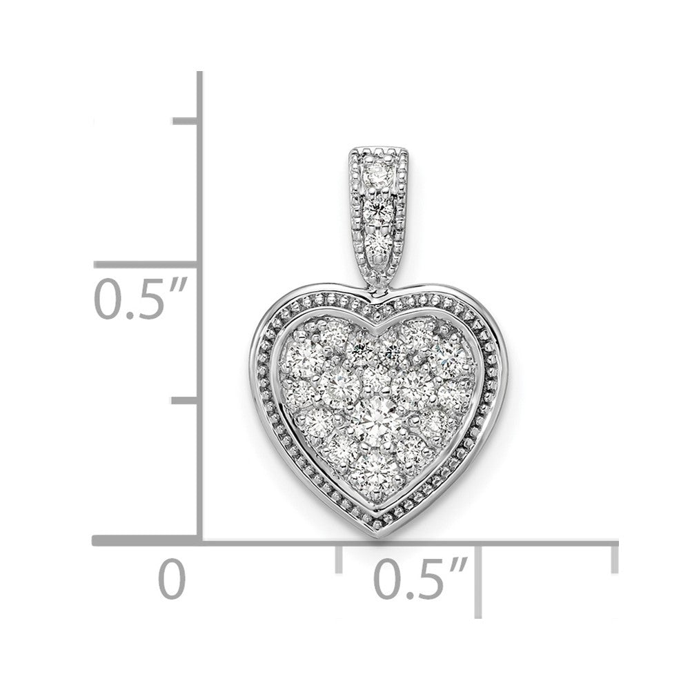 14K White Gold Lab Grown Diamond VS/SI FGH Framed Heart Pendant