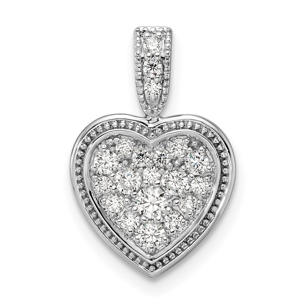 14K White Gold Lab Grown Diamond VS/SI FGH Framed Heart Pendant