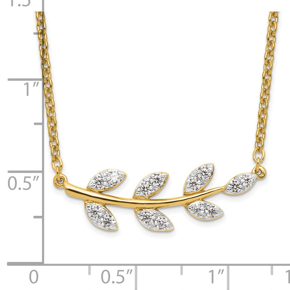 14K Lab Grown Diamond VS/SI FGH Branch with Leaves Necklace