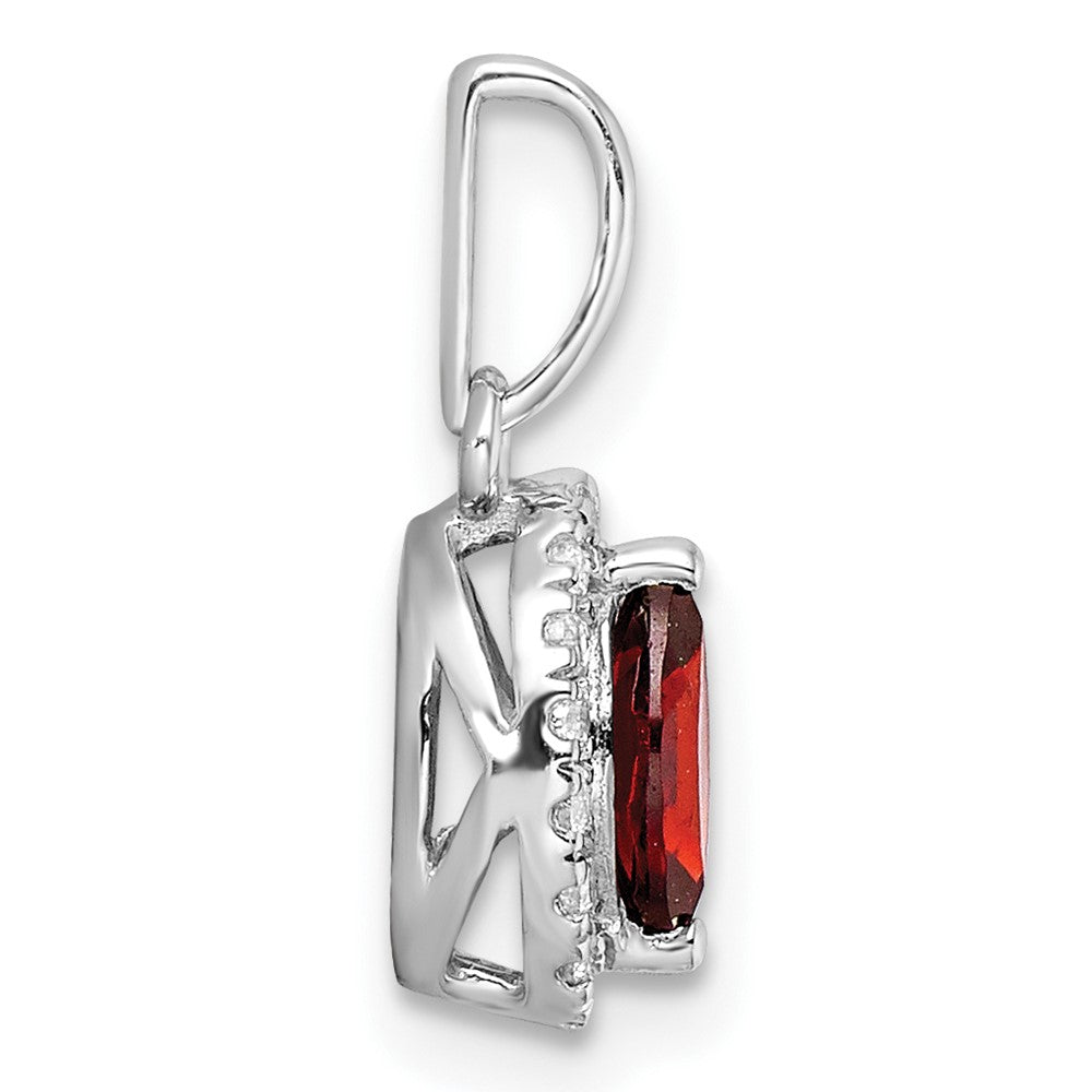 14K White Gold Lab Grown Vs/Si Fgh Dia And Garnet Pendant