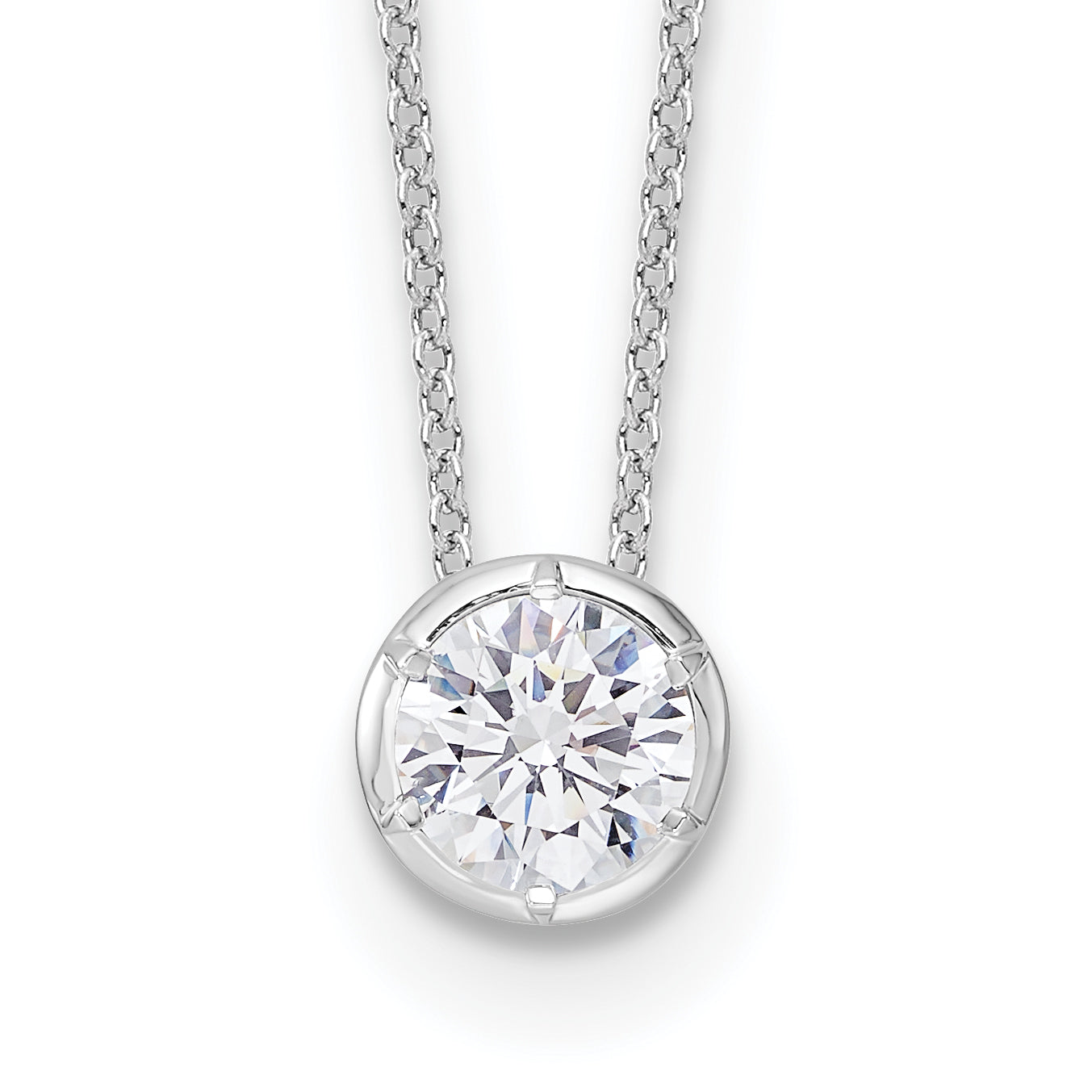 14k 1/2 carat Lab Grown Diamond VS/SI+ G+ Round Complete 18 inch Solitaire Slide Necklace