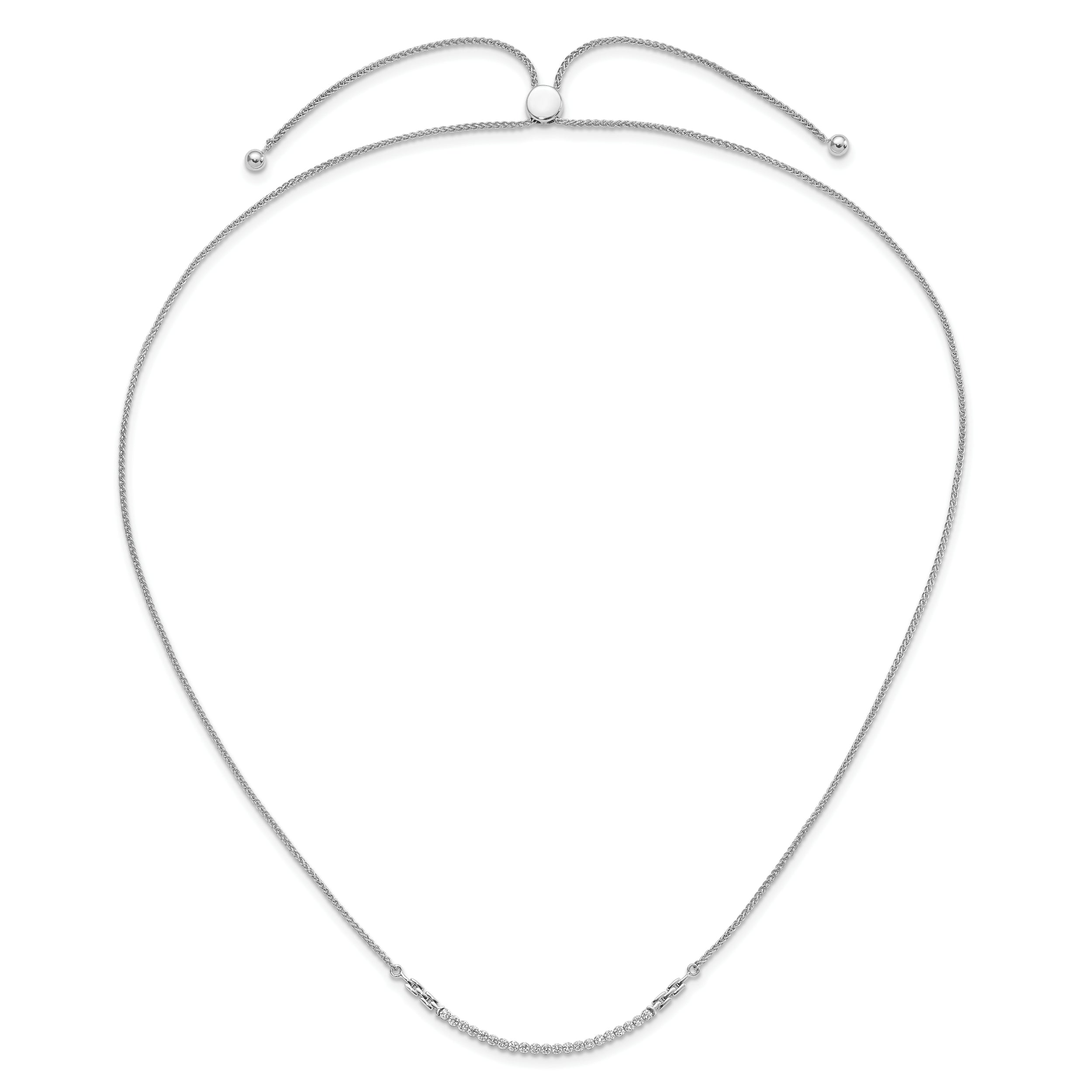 14k White Gold 1/2 carat Lab Grown Diamond VS/SI+ G+ Adjustable up to 24 inch Tennis Style Bolo Necklace