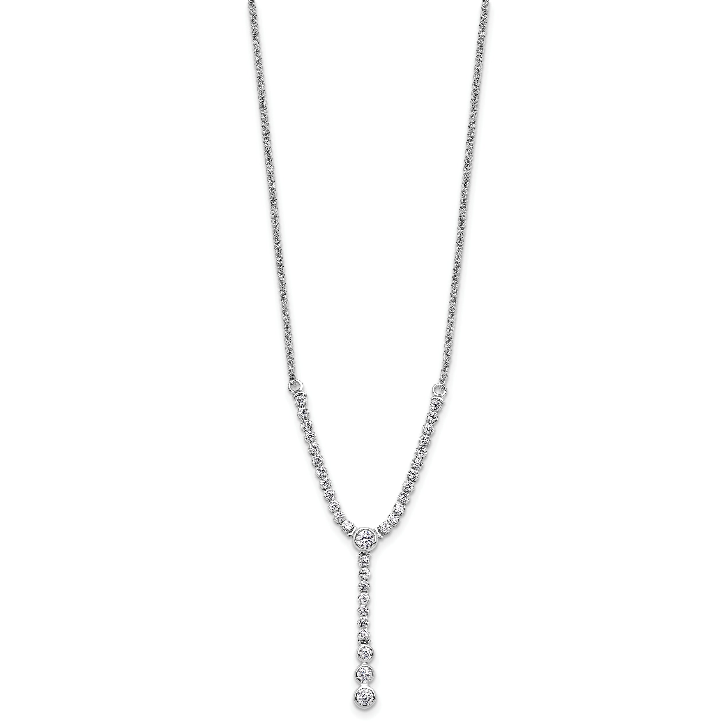 14k White Gold 1 carat Lab Grown Diamond VS/SI+ G+ Adjustable up to 24 inch Tennis Style Bolo Necklace