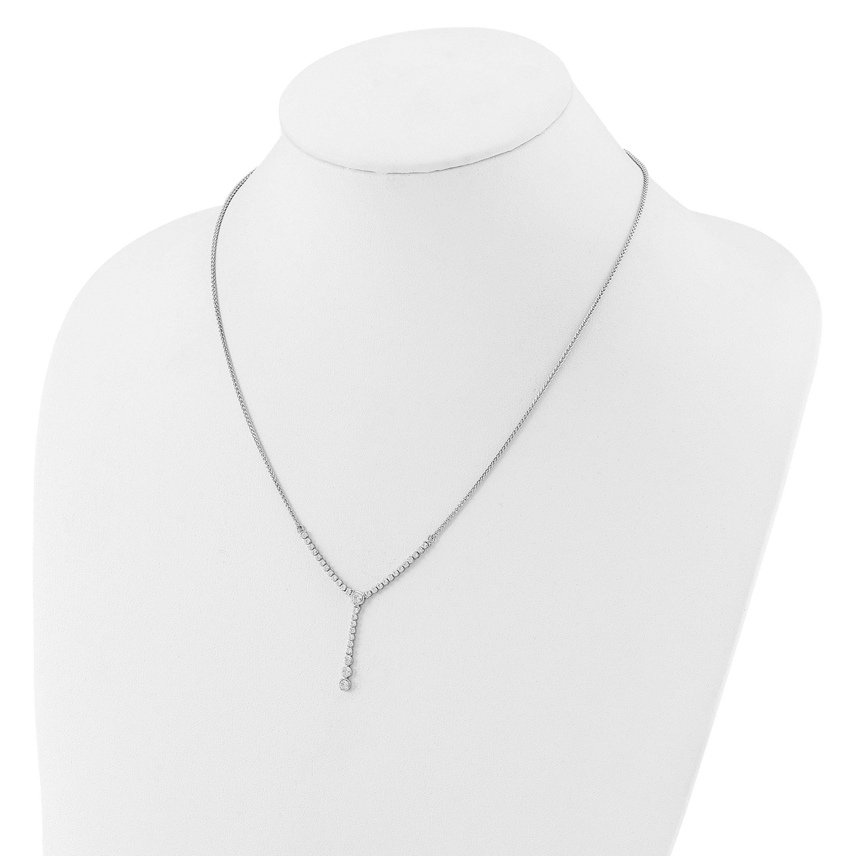 14k White Gold 1 carat Lab Grown Diamond VS/SI+ G+ Adjustable up to 24 inch Tennis Style Bolo Necklace