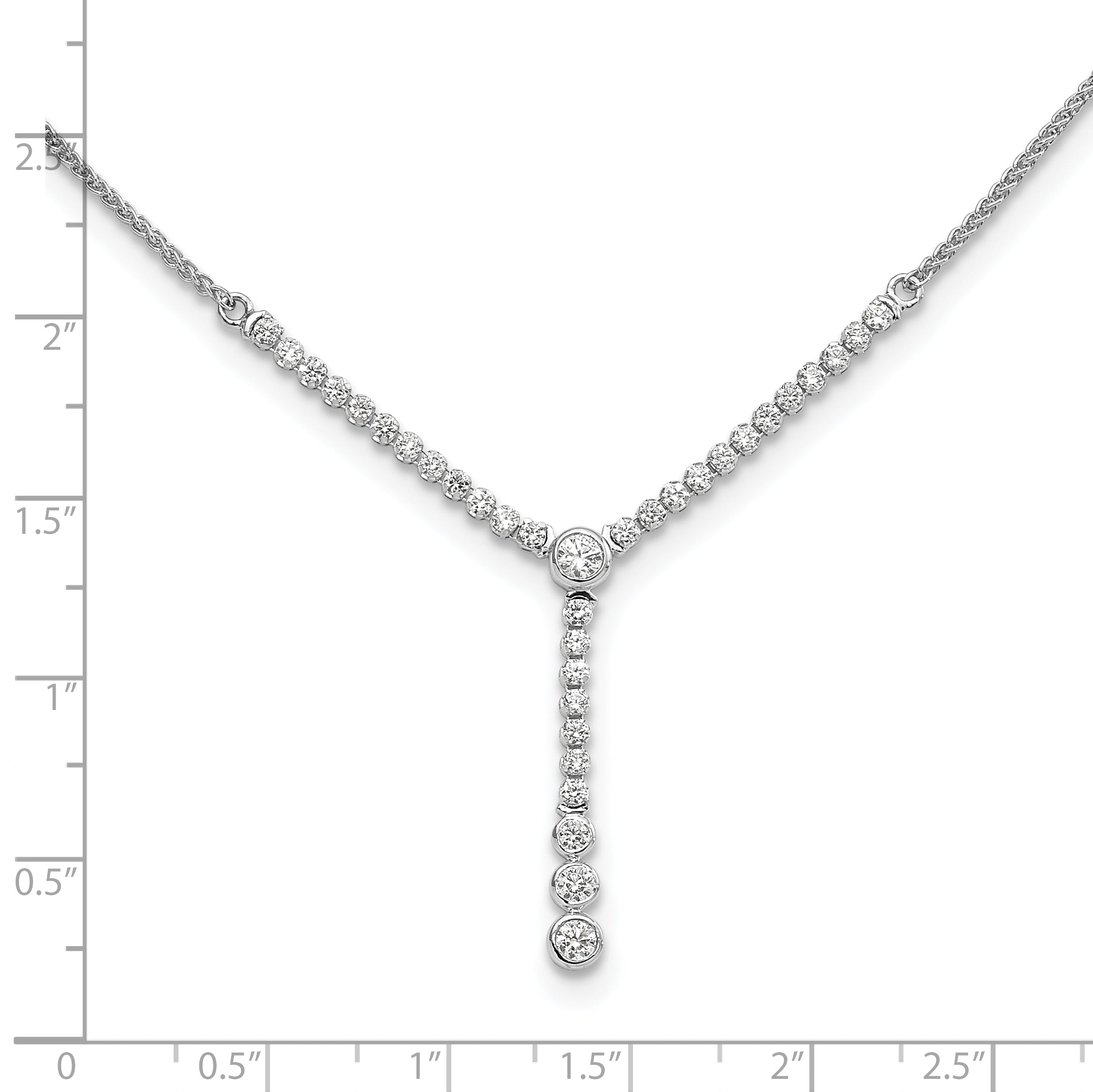 14k White Gold 1 carat Lab Grown Diamond VS/SI+ G+ Adjustable up to 24 inch Tennis Style Bolo Necklace