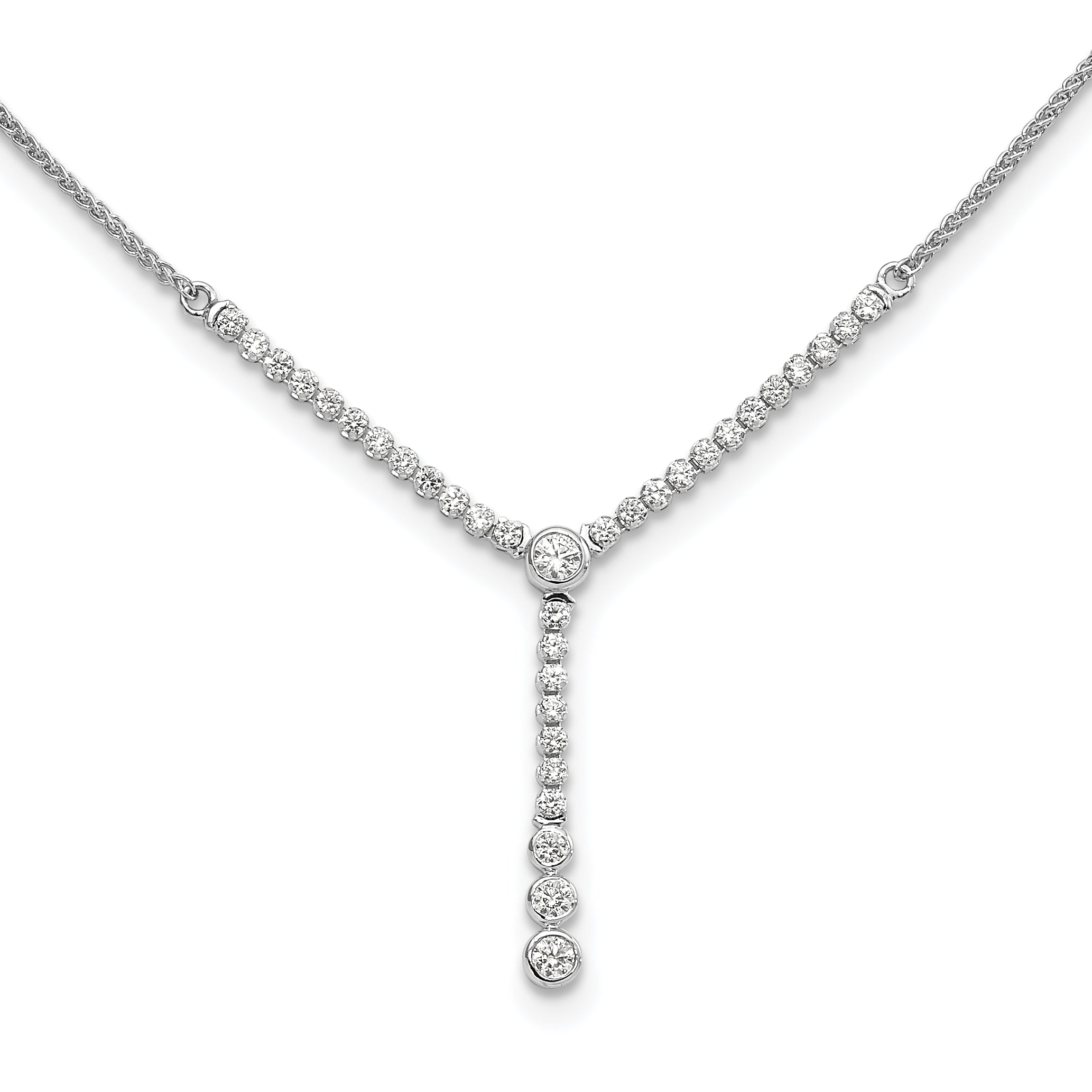 14k White Gold 1 carat Lab Grown Diamond VS/SI+ G+ Adjustable up to 24 inch Tennis Style Bolo Necklace