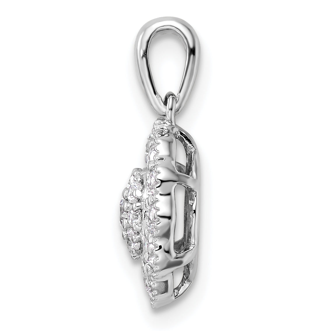 14k White Gold 1/2 carat Lab Grown Diamond VS/SI+ G+ Square Halo Pendant