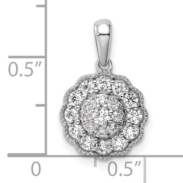 14k White Gold 1/2 carat Lab Grown Diamond VS/SI+ G+ Square Halo Pendant