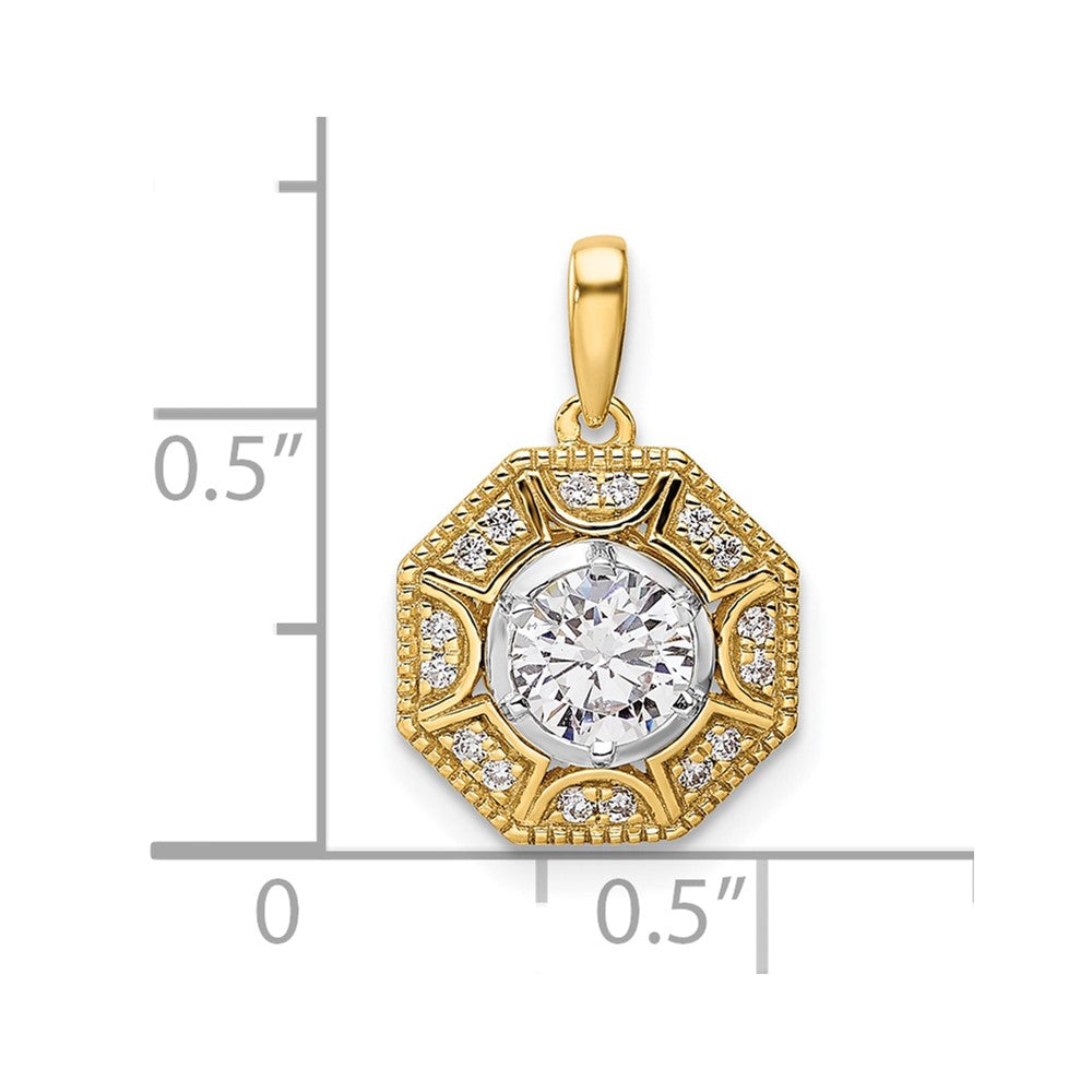 14K Two-Tone Lab Grown VS/SI FGH Dia Geometric Halo Pendant