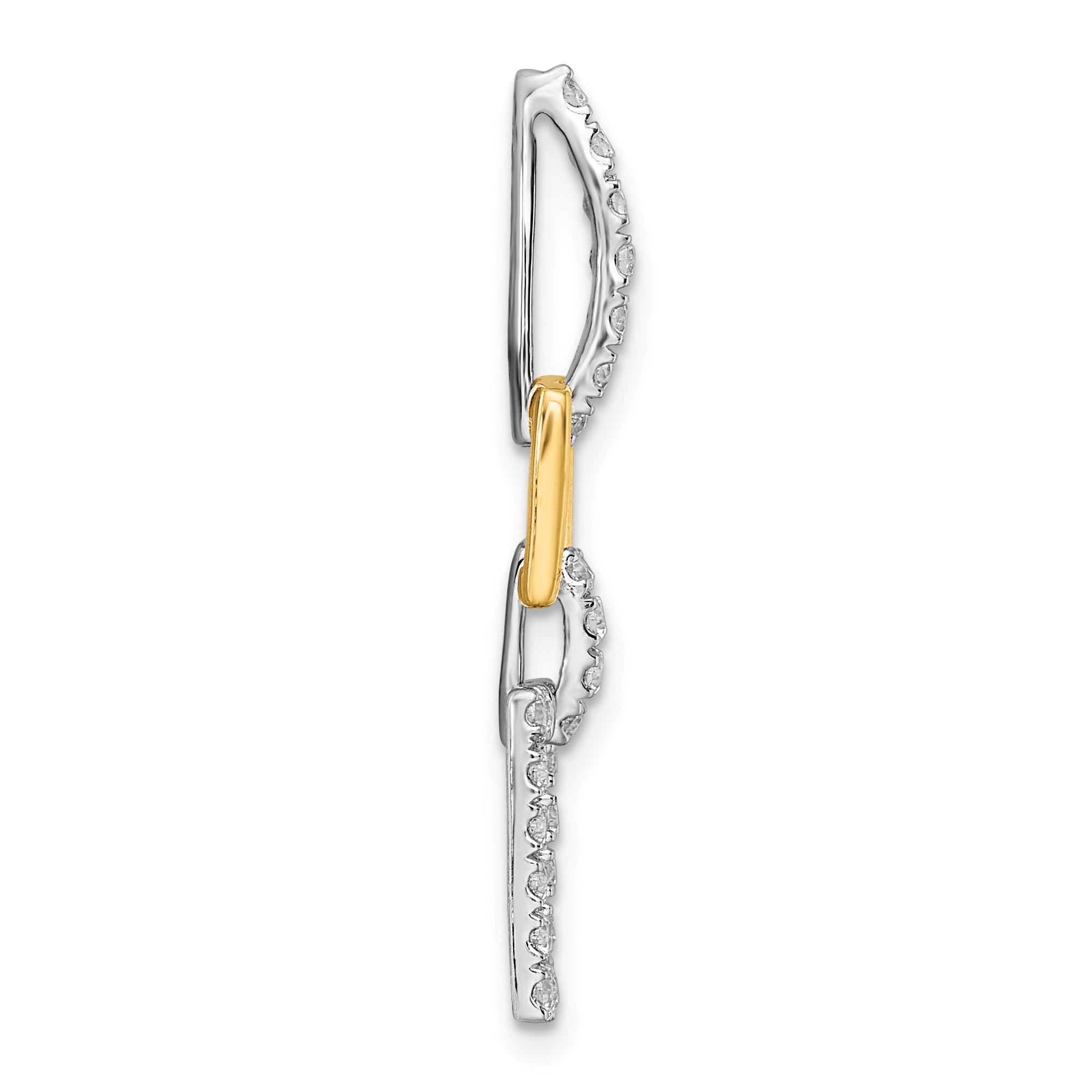 14k Two-Tone 1/2 carat Lab Grown Diamond VS/SI+ G+ Dangle Square Chain Slide Pendant