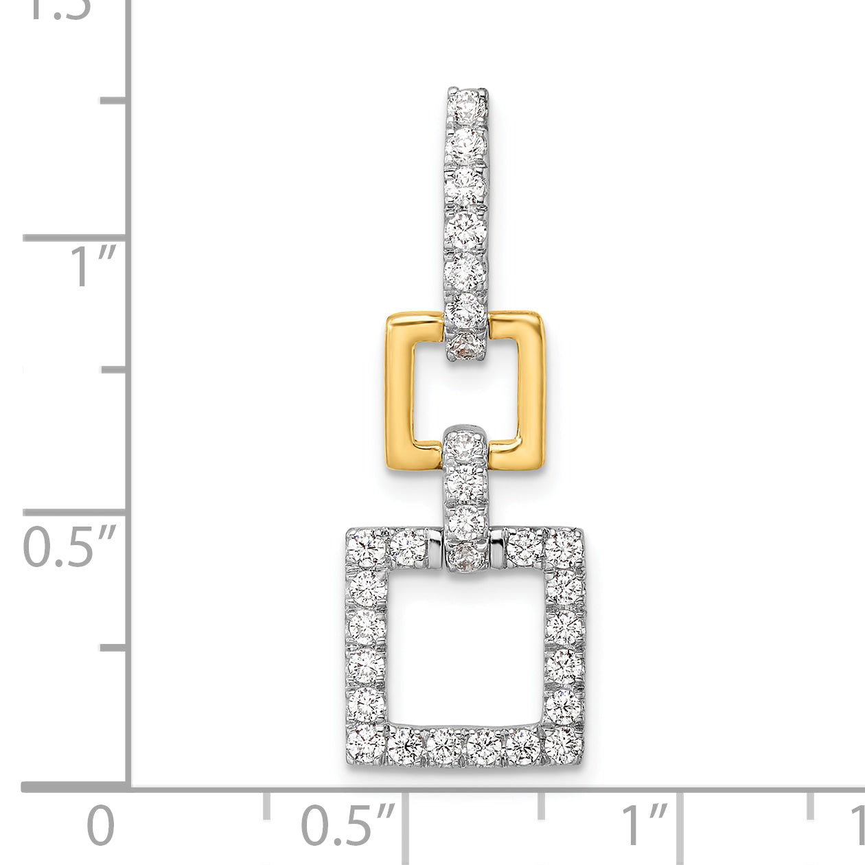 14k Two-Tone 1/2 carat Lab Grown Diamond VS/SI+ G+ Dangle Square Chain Slide Pendant